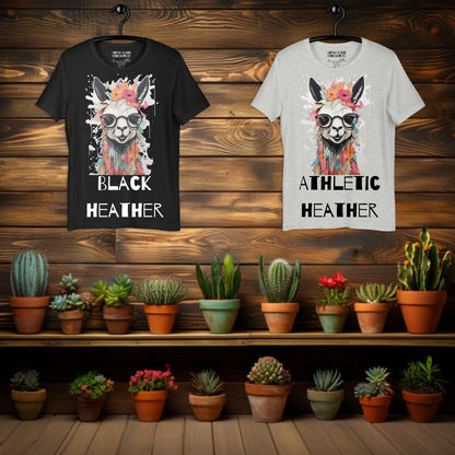 Hipster Llama Shirt Black Heather and Athletic Heather