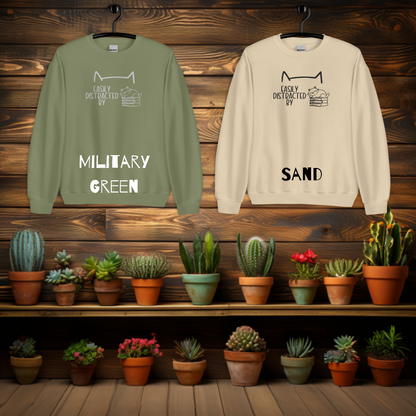 Easily Distracted by Cats and Books Embroidered Sweatshirt