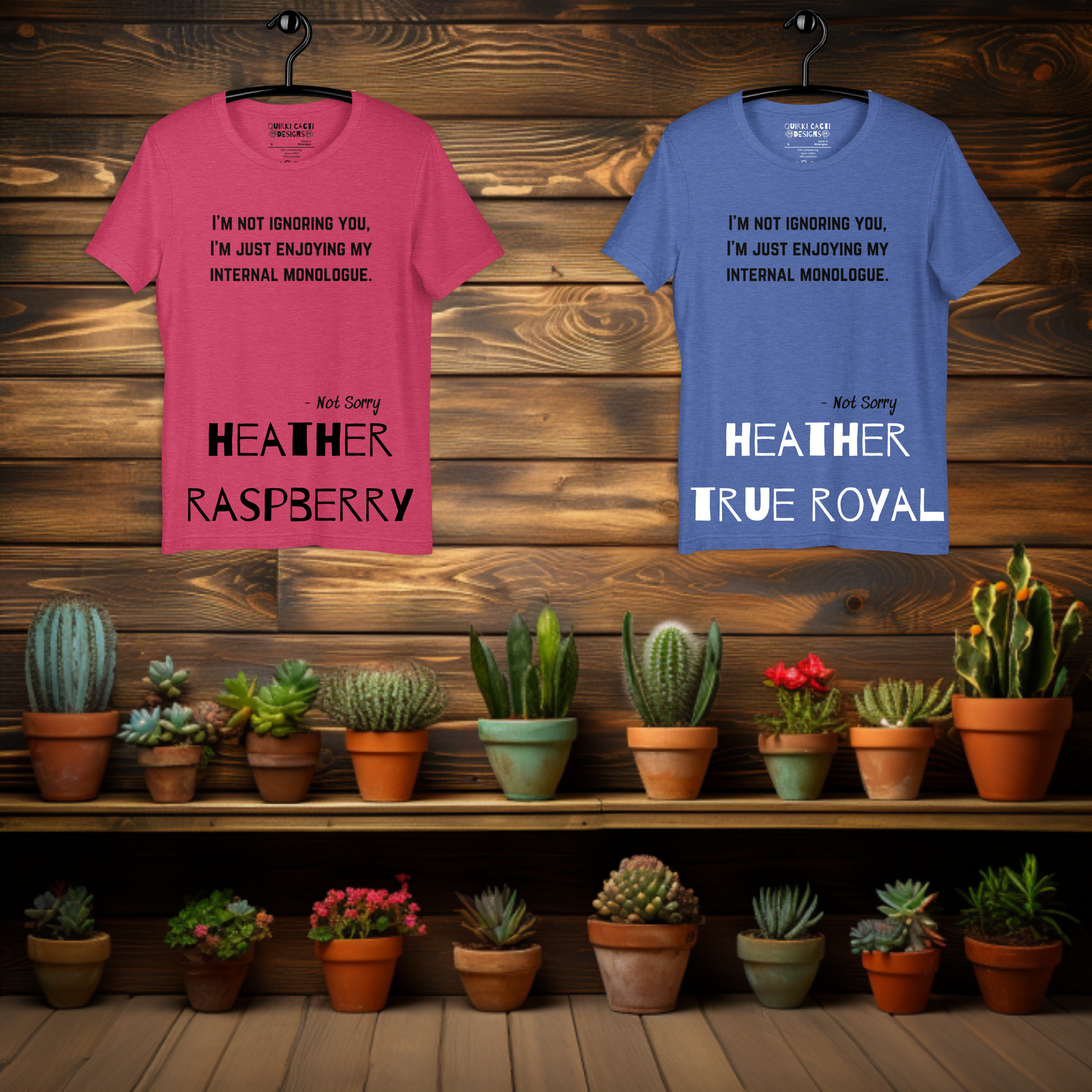 I'm not ignoring you shirt heather raspberry and heather true royal