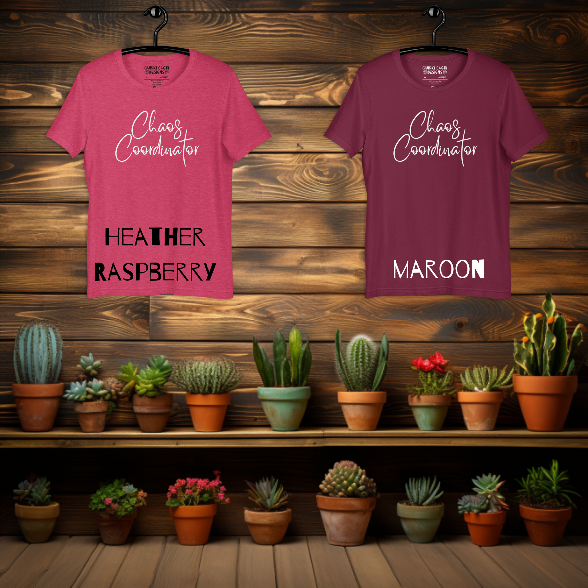 Chaos Coordinator Shirt Heather Raspberry and Maroon