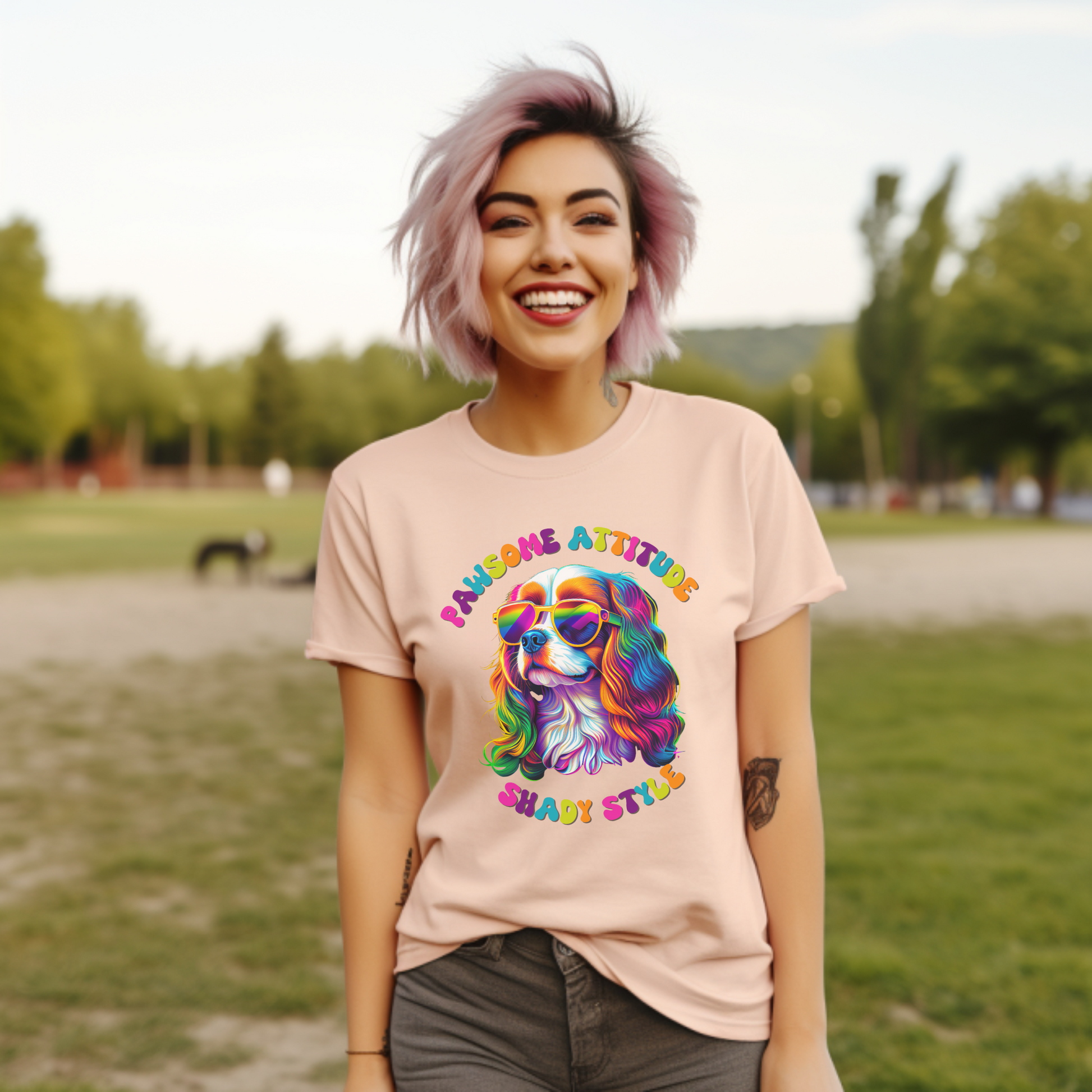 Colorful Retro Cavalier Dog Shirt