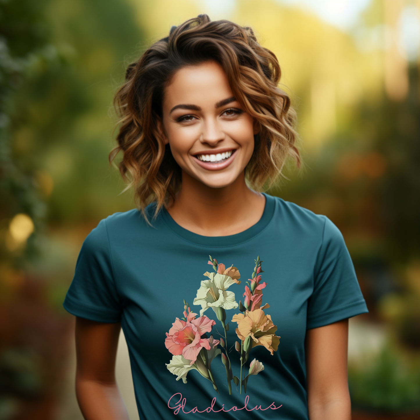 Beautiful floral graphic Gladiolus flower shirt for her