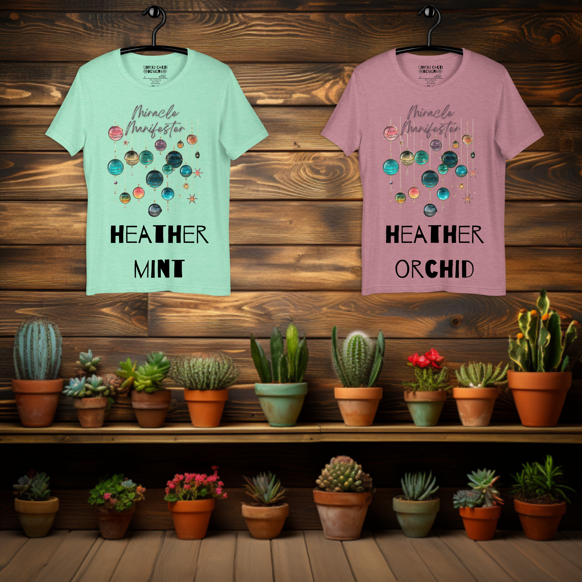 Miracle Manifester Shirt Heather Mint and Heather Orchid