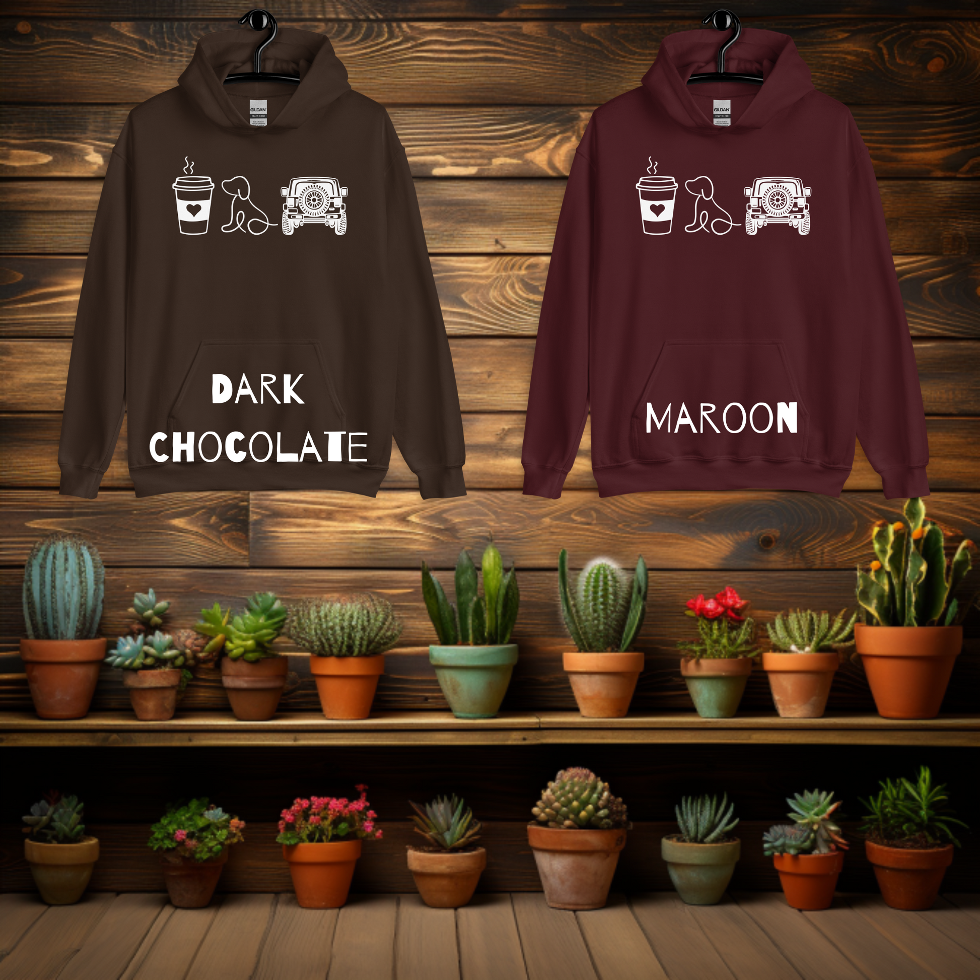 Comfortable Jeep Hoodie for her. Coffee Dogs and Off-roading Fall Sweatshirt the perfect gift for the Jeep and dog lover in your life! Get your soft Jeep Girl Hoodie today.